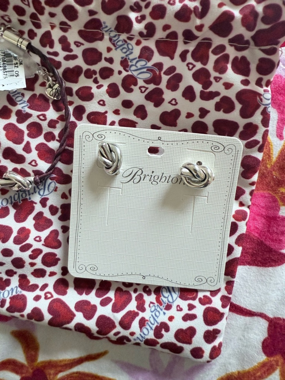Brighton Silver Interlock Stud Earrings and matching Bracelet